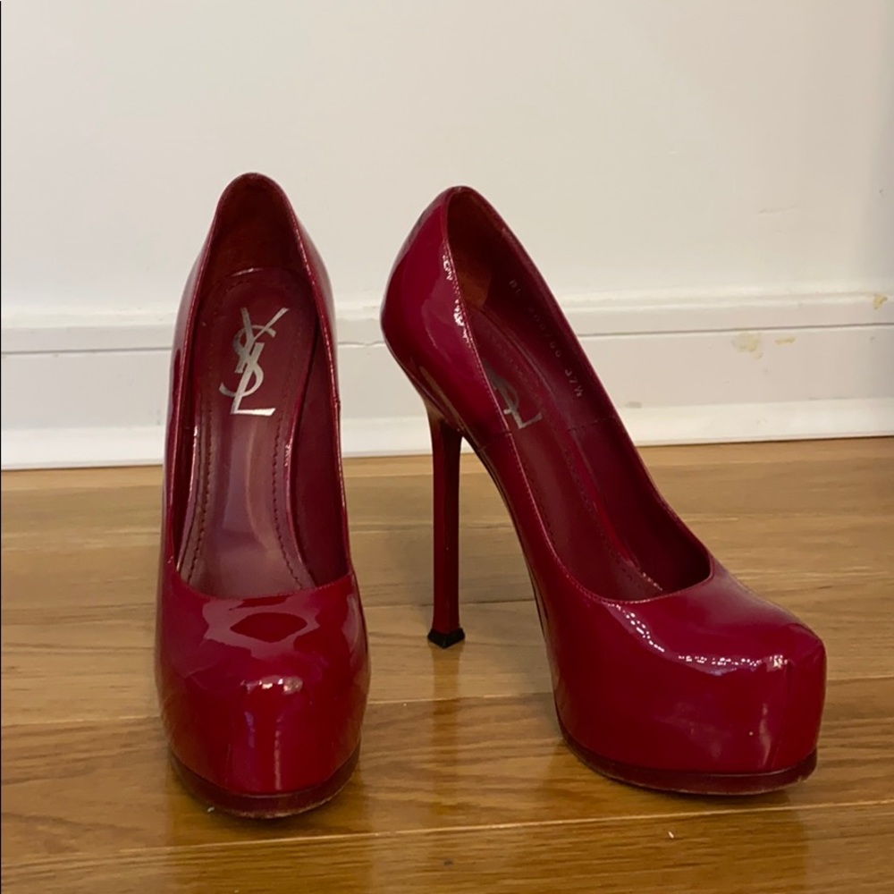 YSL tribtoo heel patent red 37.5